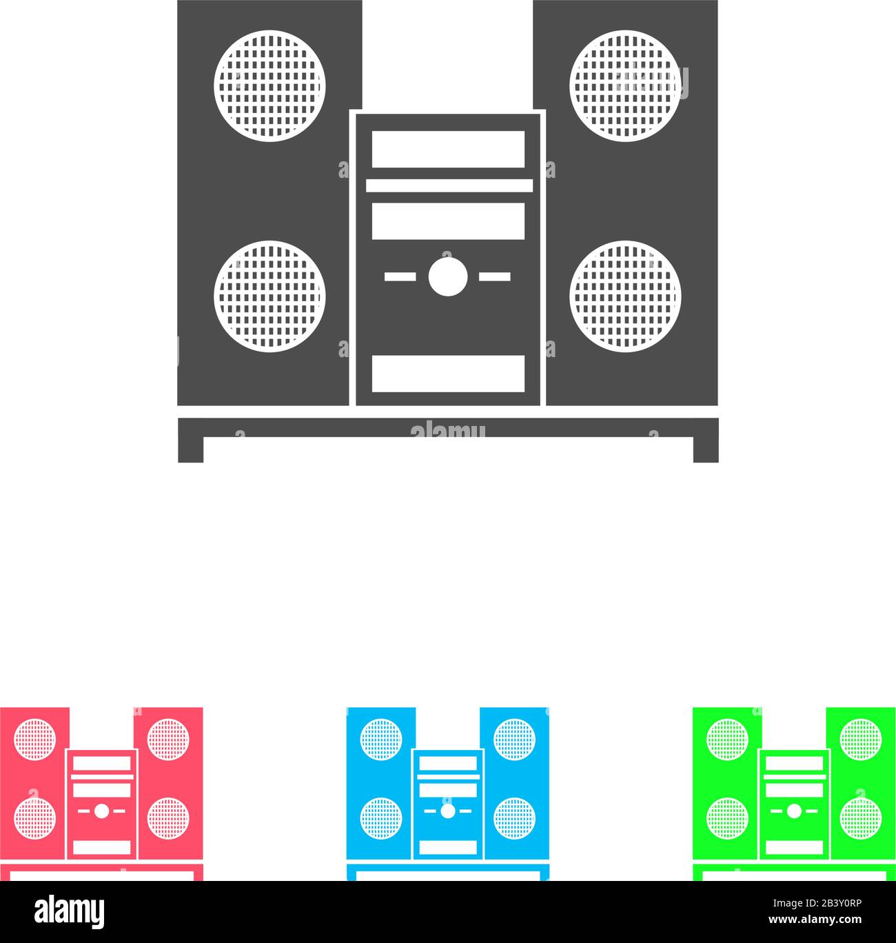 Icona Music Center piatta. Pittogramma di colore su sfondo bianco. Simbolo di illustrazione vettoriale e icone bonus Illustrazione Vettoriale