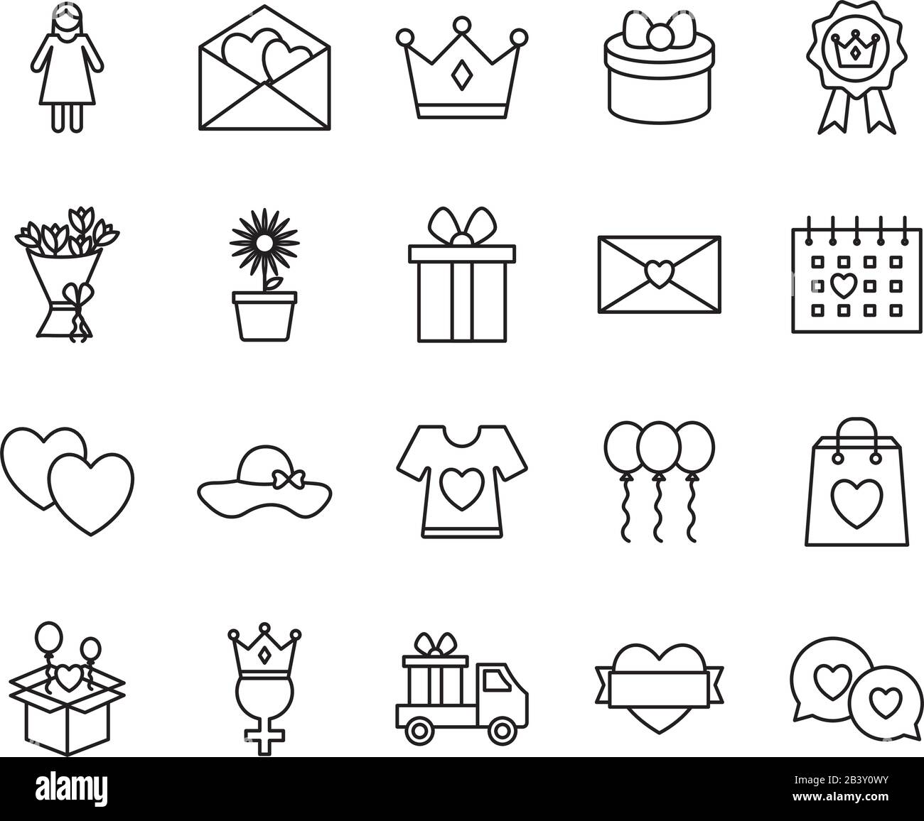 happy mamme giorno linea stile icona set disegno vettoriale Illustrazione Vettoriale