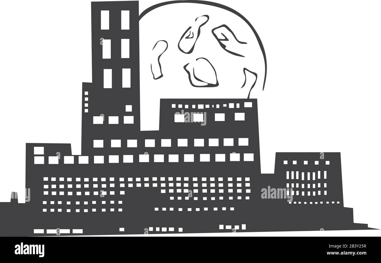 luna piena in città Illustrazione Vettoriale