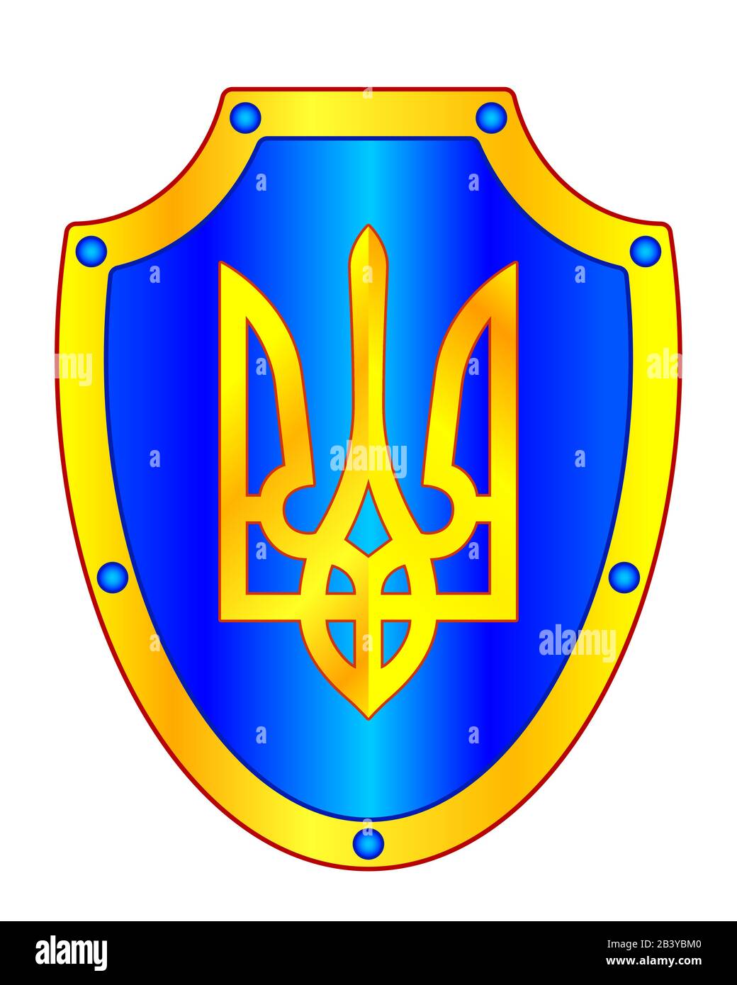Lo stemma del tridente dell'Ucraina, il segno dell'emblema, lo scudo PROCEDE AL RILIEVO DELL'UCRAINA - Italia