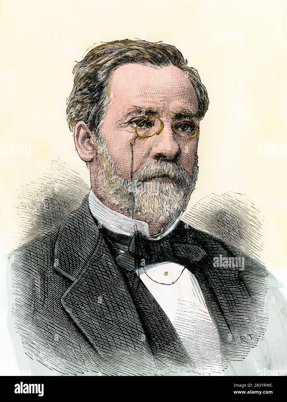 Louis Pasteur. Taglio di legno colorato a mano Foto Stock