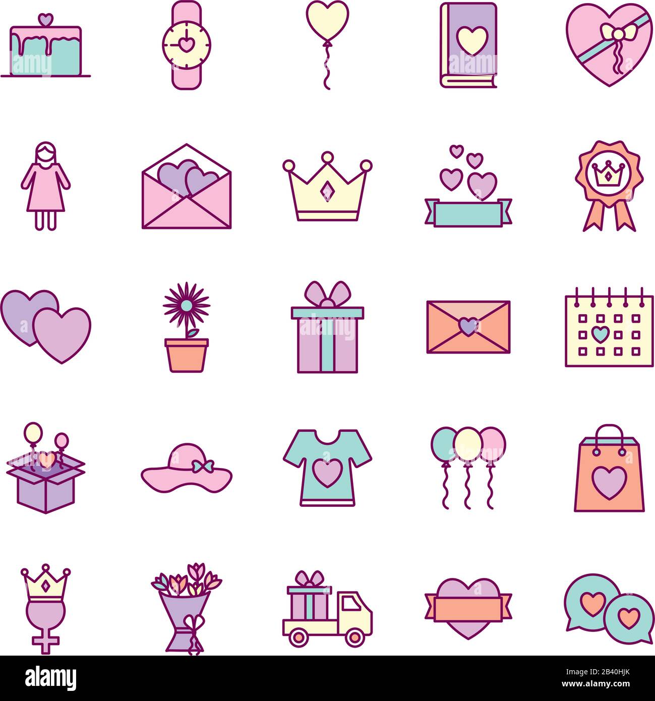 happy mamme linea giorno e stile di riempimento icona set vettore design Illustrazione Vettoriale