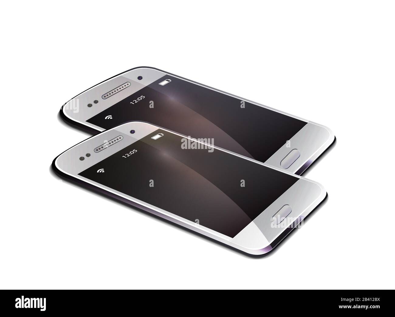 Telefoni cellulari realistico nero display vettore Illustrazione Vettoriale