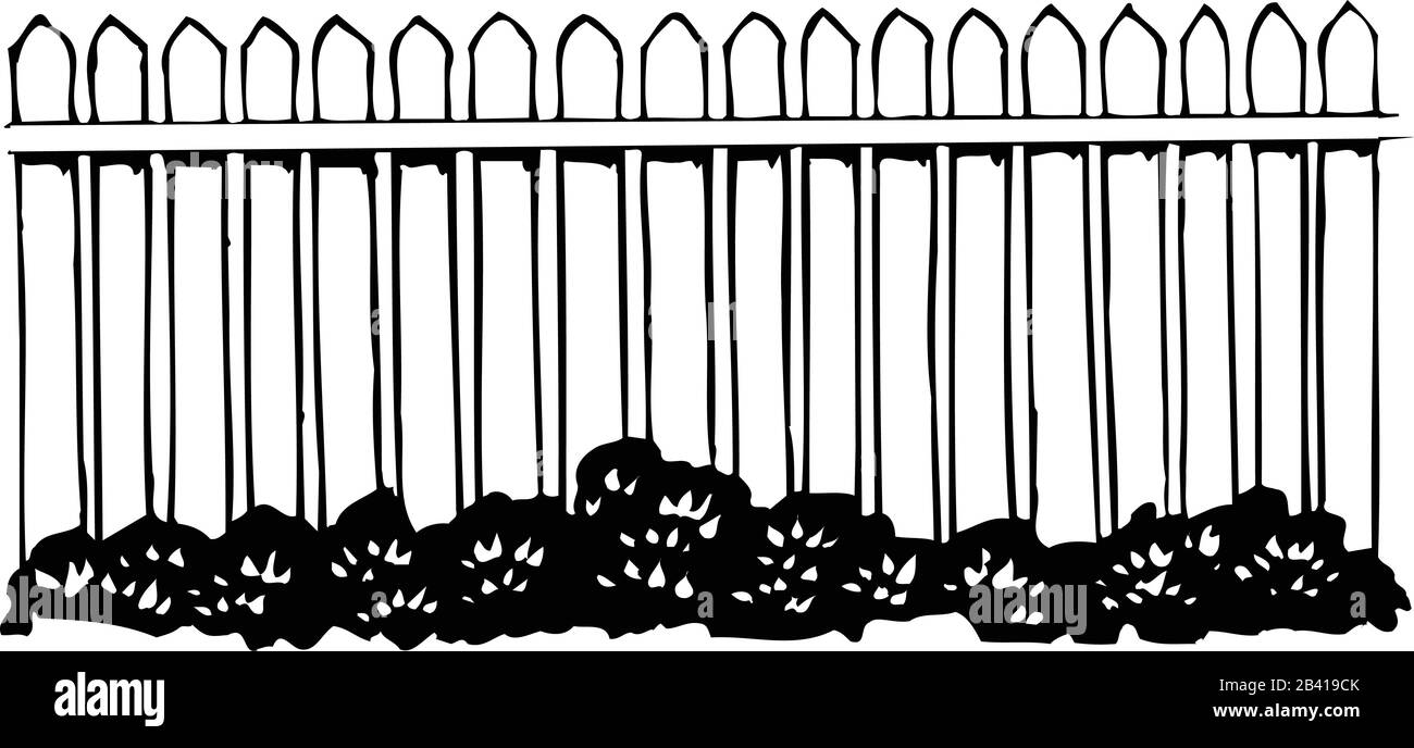 Picket Fence Con Flowers Vector Illustration Illustrazione Vettoriale