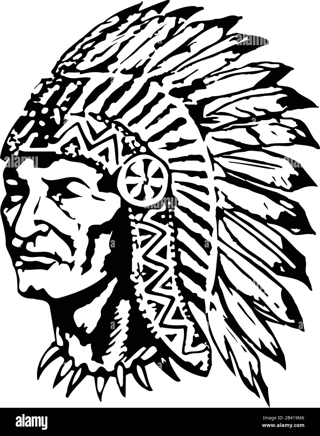 Capo Indiano In Guerra Cofano Headdress Vector Illustrazione Illustrazione Vettoriale