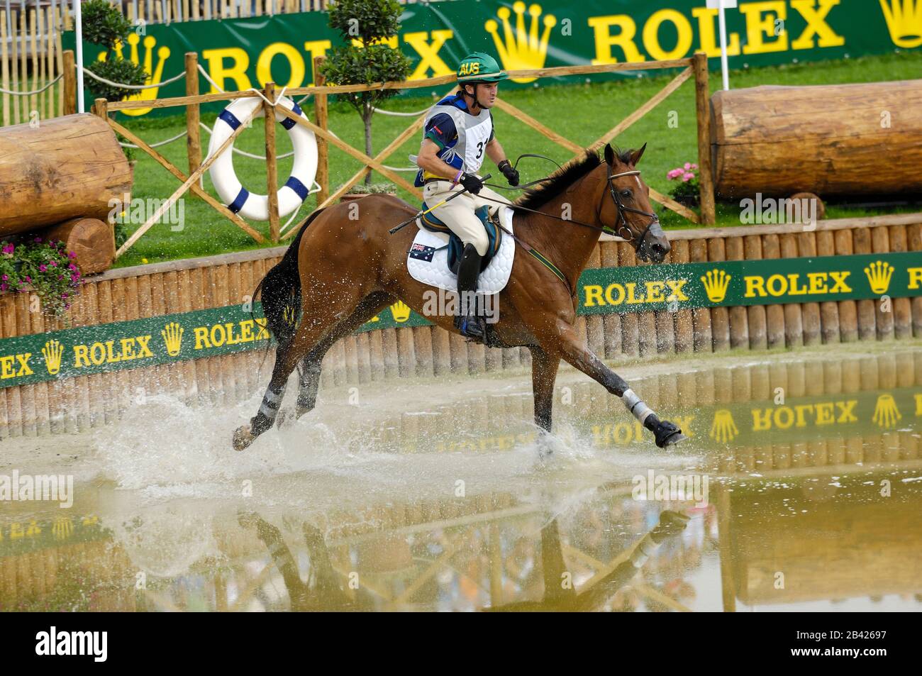 Phillip Dutton (AUS) riding Connaught - Giochi equestri mondiali, Aachen, - Agosto 26, 2006, Eventing Cross Country Foto Stock