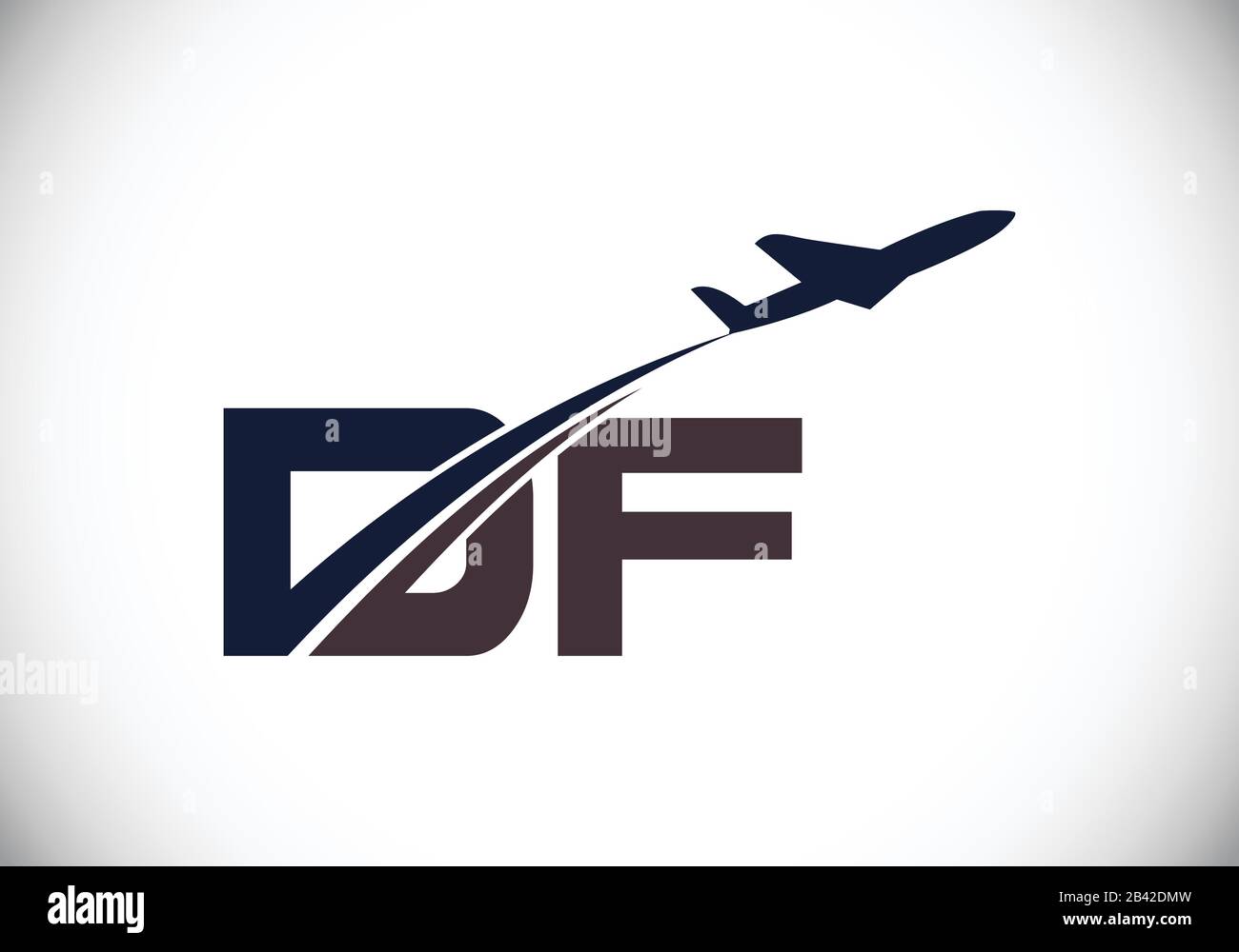 Lettera iniziale D e F con logo Aviation, modello Air, Airline, Airplane e Travel Logo. Illustrazione Vettoriale