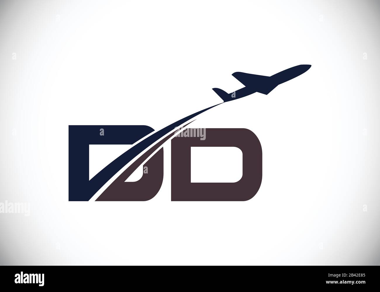 Lettera iniziale D e D con logo Aviation, modello Air, Airline, Airplane e Travel Logo. Illustrazione Vettoriale