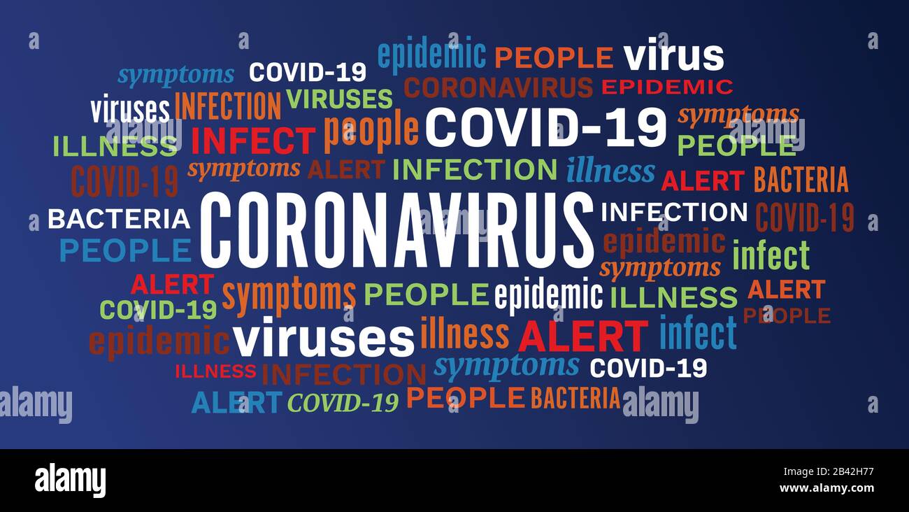 Malattia di coronavirus malattia epidemia parola tag vettore nuvola Illustrazione Vettoriale