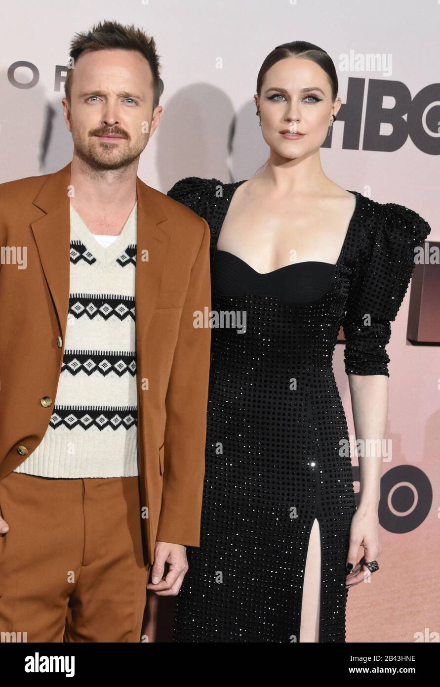 Hollywood, California, USA 5th Marzo 2020 attore Aaron Paul e attrice Evan Rachel Wood partecipano alla Los Angeles Season 3 Premiere di HBO 'Westworld' il 5 marzo 2020 al TCL Chinese Theatre di Hollywood, California, USA. Foto Di Barry King/Alamy Live News Foto Stock