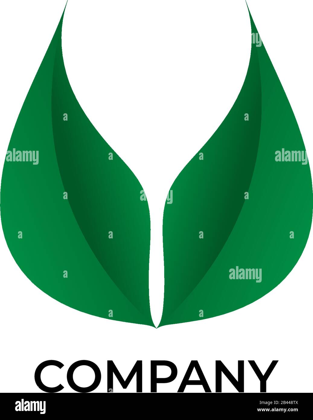 Immagine a doppia foglia verde. Modello di disegno del logo Nature. Salva il nostro logo Planet concetto isolato su sfondo bianco. Salvare la terra. Illustrazione Vettoriale