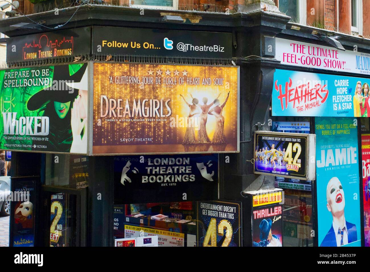 London Theatre Bookings, Monmouth Street, Londra, Inghilterra. Foto Stock