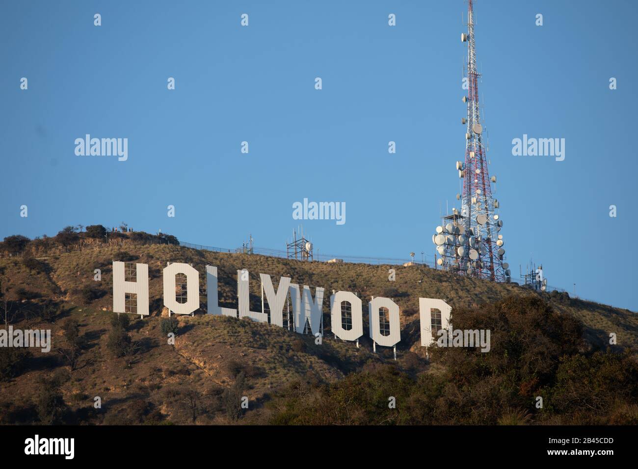 Los Angeles, California - 15 Febbraio 2020 : Vedi L'Insegna Di Hollywood Dal Lake Hollywood Park A Los Angeles, California Foto Stock