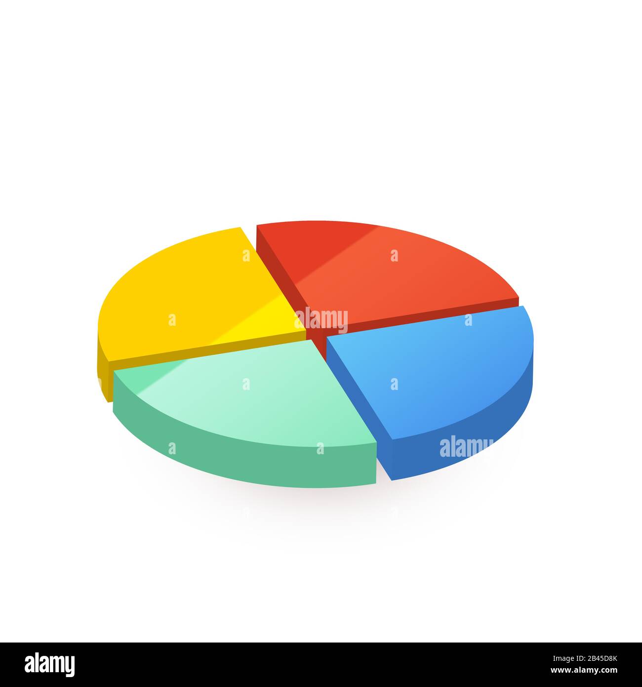 Diagramma a torta colorato e luminoso diviso in quattro pezzi su bianco Illustrazione Vettoriale