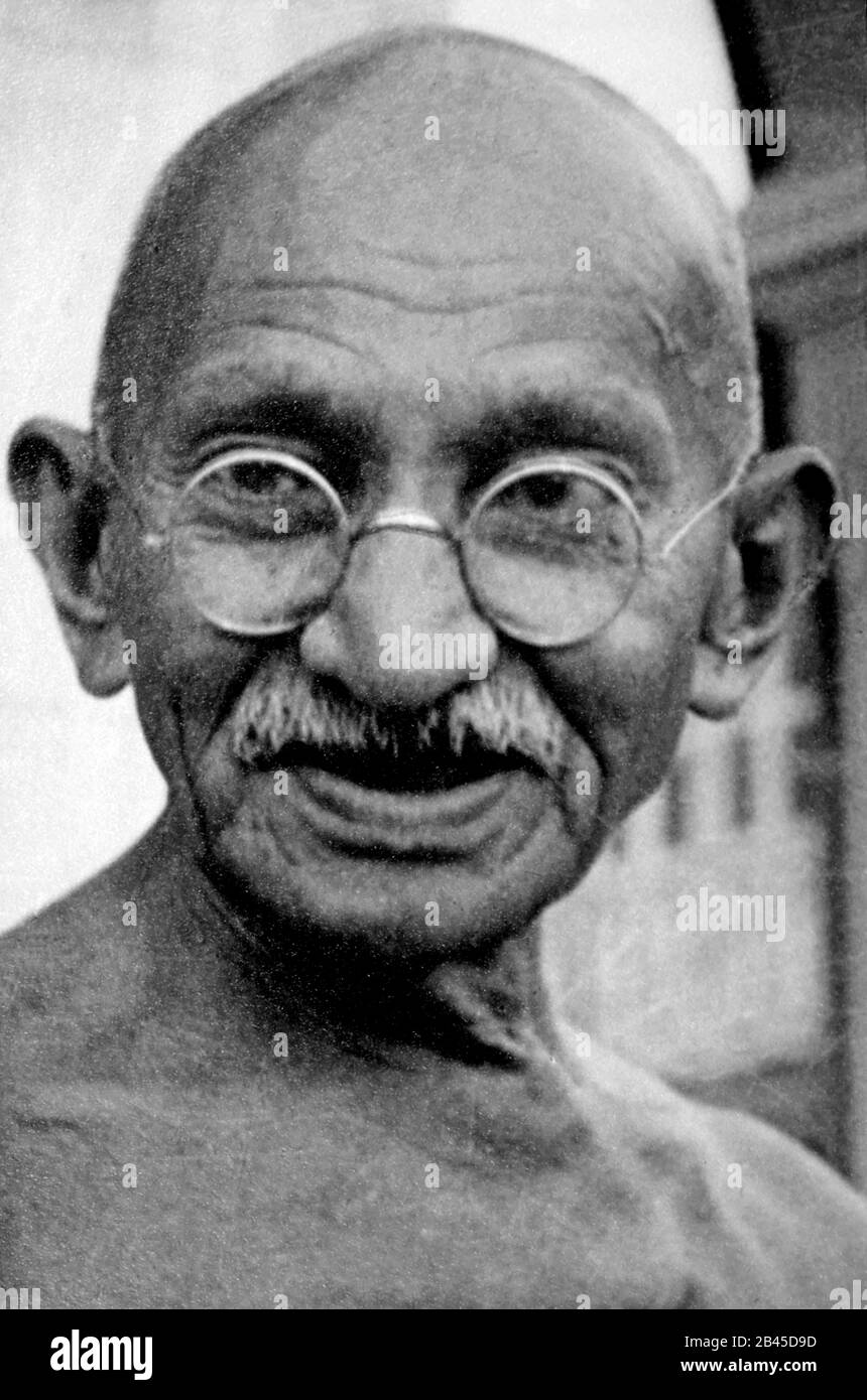 Ritratto di Mahatma Gandhi, India, Asia, 1940, vecchia immagine del 1900 Foto Stock