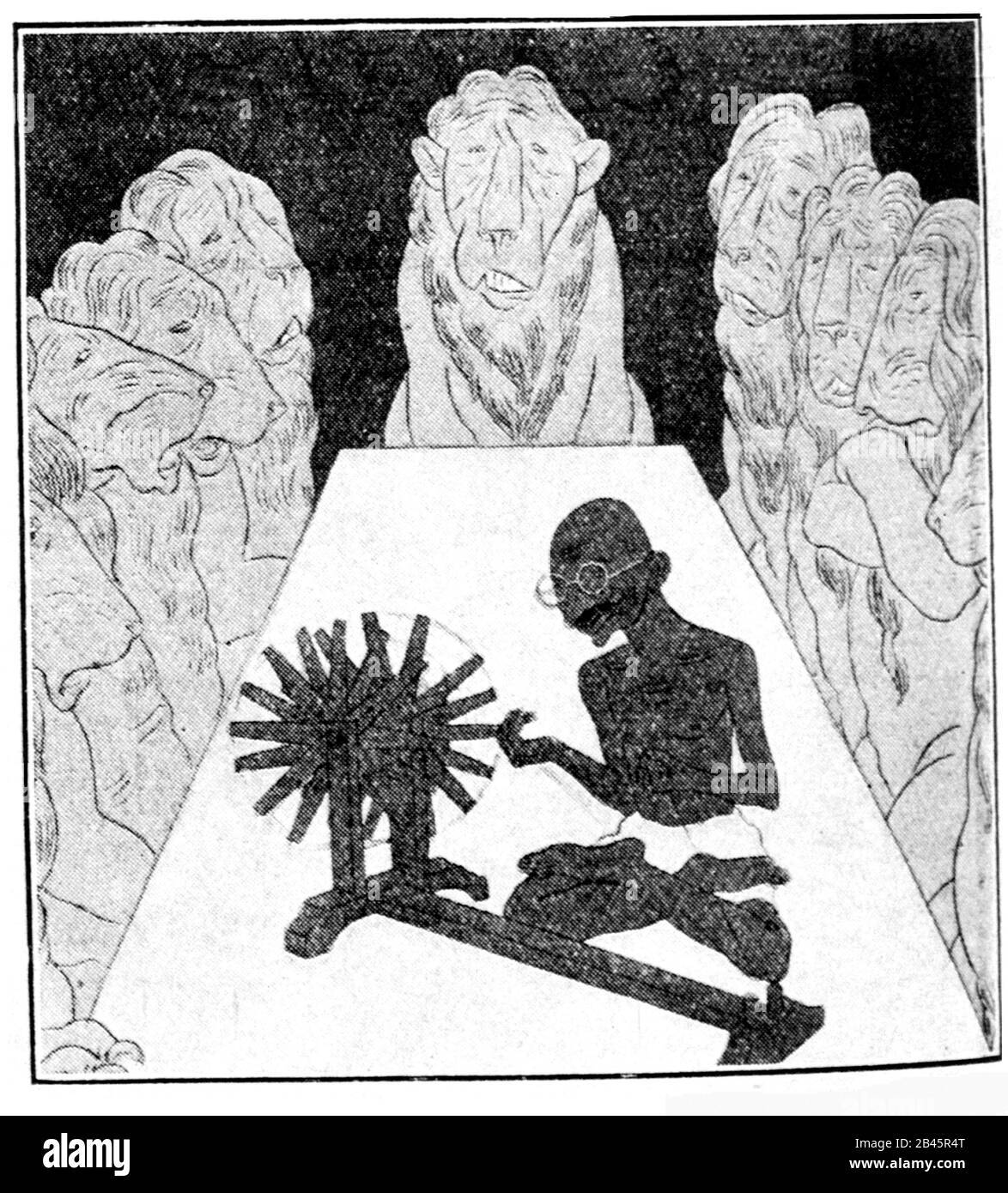 Mahatma Gandhi cartoon nel Lions Den, Simplicissimus, Monaco, Germania, vecchia immagine del 1900 Foto Stock