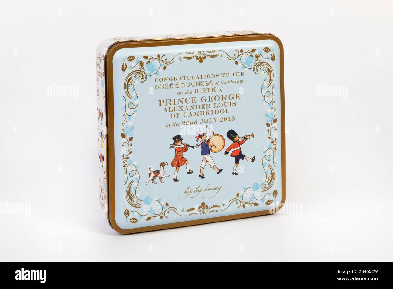 Un biscotto stagno che celebra la nascita del principe George Alexander Louis di Cambridge Foto Stock