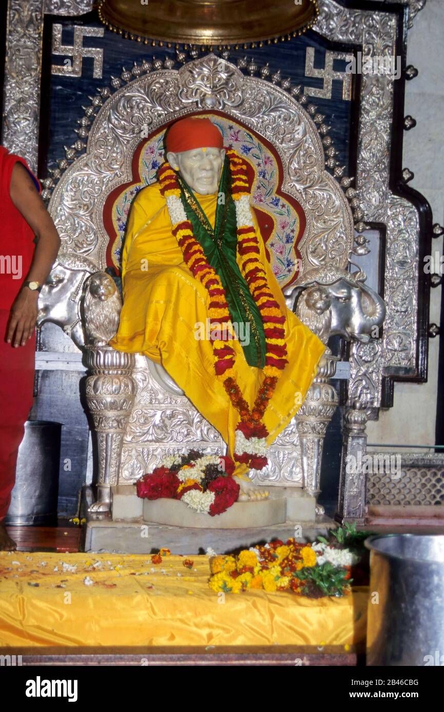Statua di lord sai baba, shirdi, nashik, maharashtra, India, Asia Foto Stock