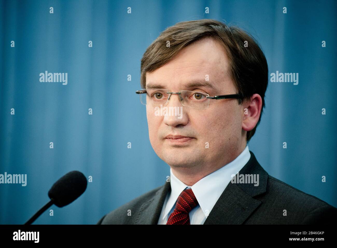 N/z Zbigniew Ziobro 11.01.2013 Warszawa, Sejm. Konferencja prasowa KP Solidarna Polska - komentarz do slogy w Sanoku i kompromitacja sêdziego Tuleyi. Foto Stock