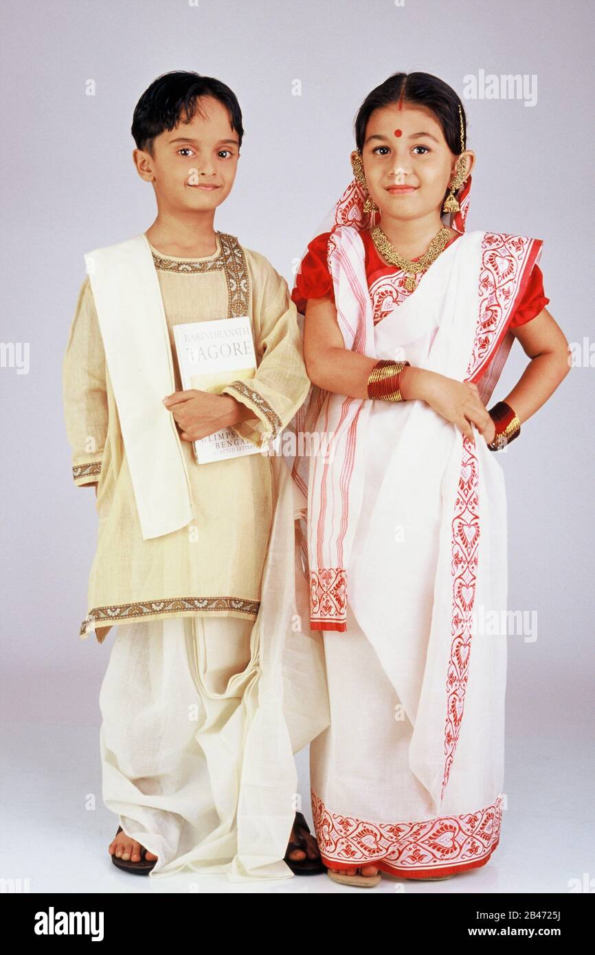 Ragazzo ragazza abito fantasia costume bengalese coppia - MR Foto Stock