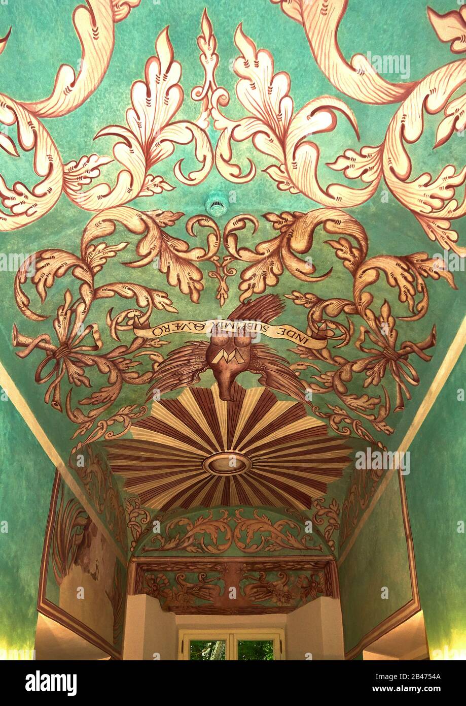 Polonia, provincia di Lublino, castello dei Vescovi, trasformato in hotel a Janow Podlaski, dipinto originale sul soffitto Foto Stock