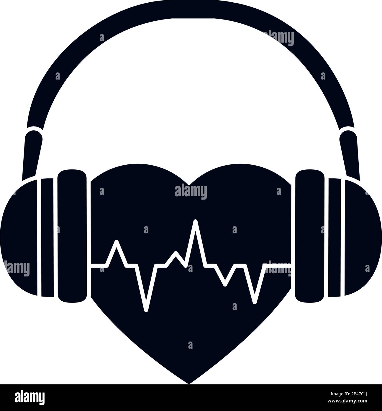 Heart beat con cuffie silhouette stile icona design, musica suono melodia  canzone arte musicale e composizione tema Vector illustrazione Immagine e  Vettoriale - Alamy