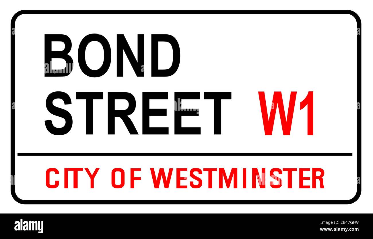 Il segno del nome della strada da Bond Street il famoso segno della strada a Londra Inghilterra Illustrazione Vettoriale