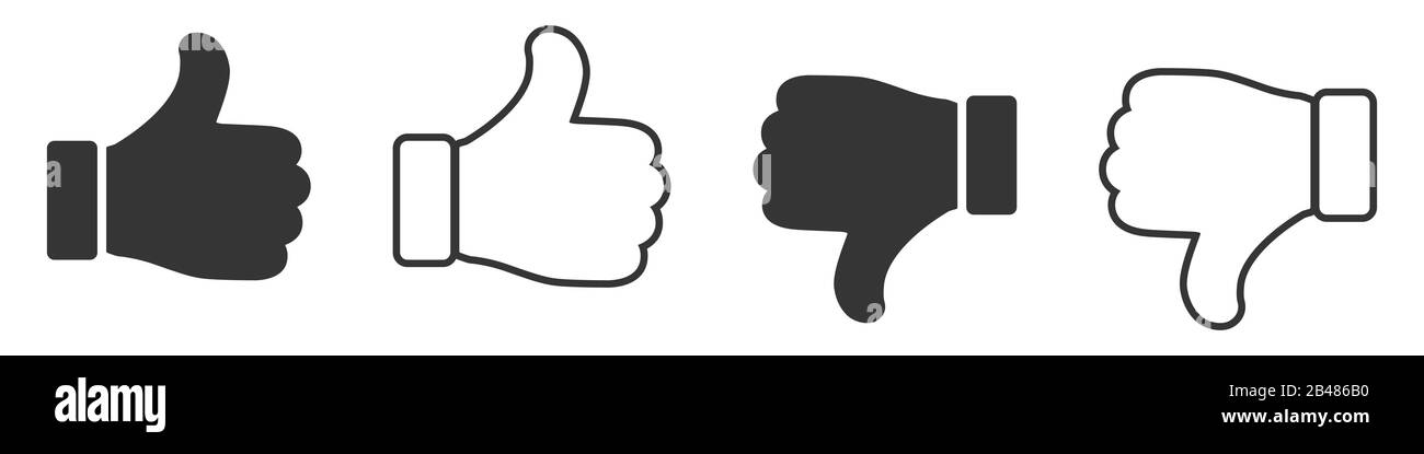 Insieme Di icone Simili. Icona pollici su e giù. Illustrazione del vettore. Illustrazione Vettoriale