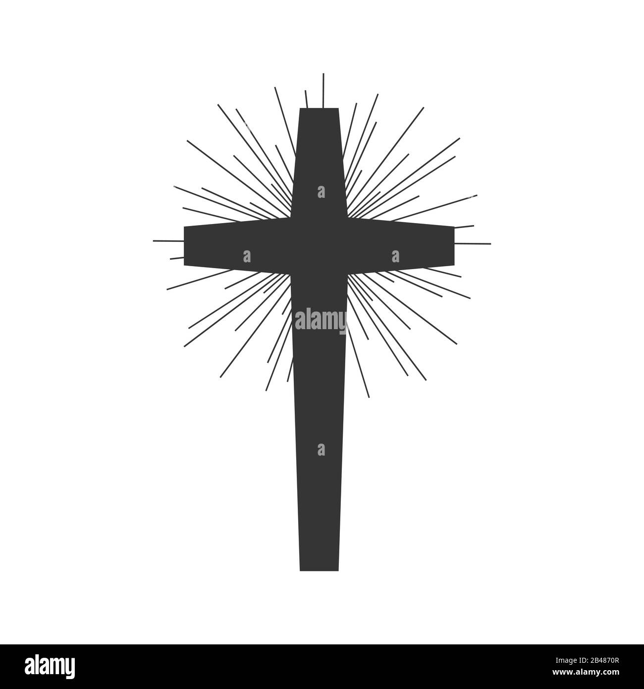 Icona vettore Croce cristiana. Croce cristiana su sfondo bianco. Illustrazione del vettore. Croce Religione Nera Isolata. Illustrazione Vettoriale