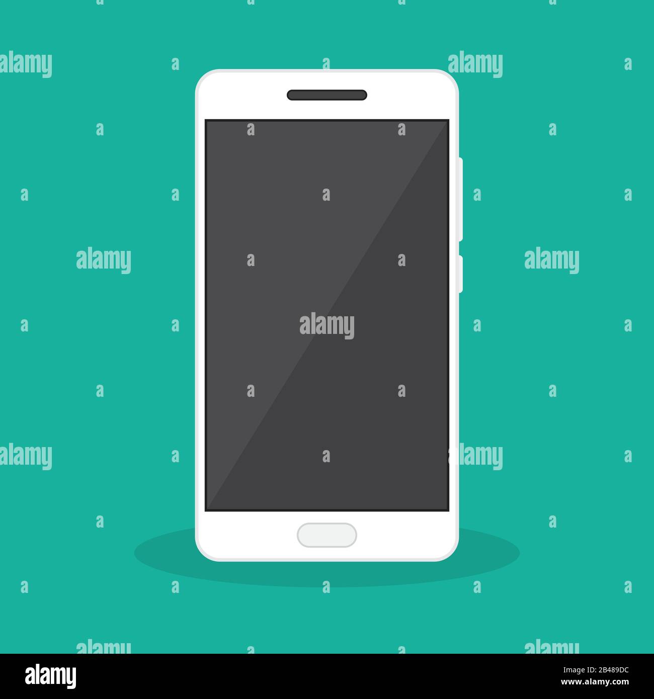 Icona Di Smartphone carino in stile piatto. Telefono con schermo nero vuoto. Icona del telefono cellulare. Illustrazione del vettore. Illustrazione Vettoriale