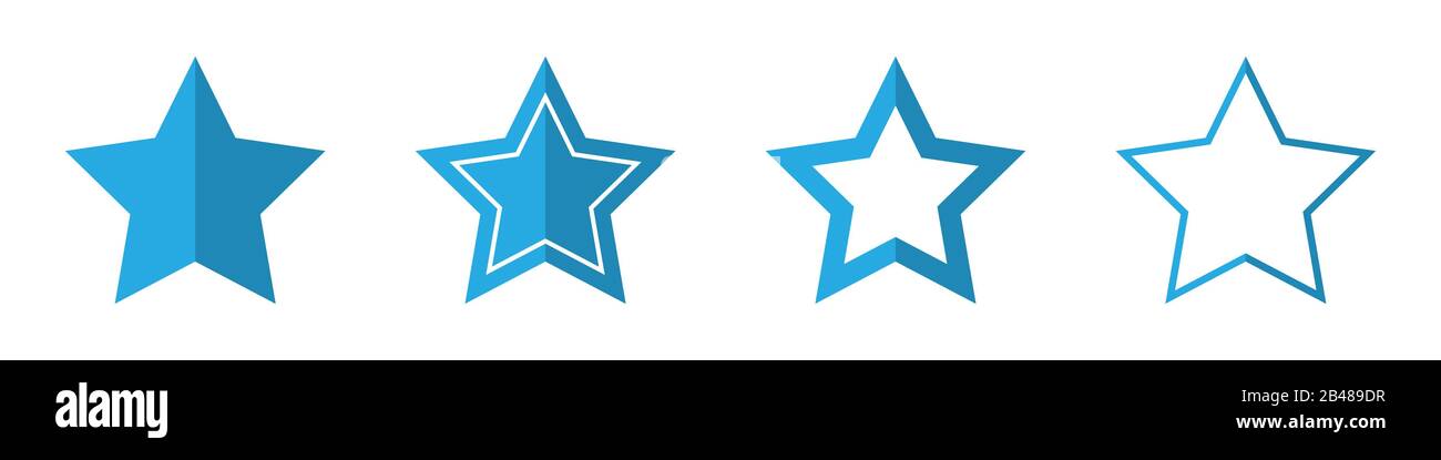 Stelle vettoriali in stile piatto. Set di icone Star isolate. Icone Blue Star. Illustrazione del vettore. Illustrazione Vettoriale