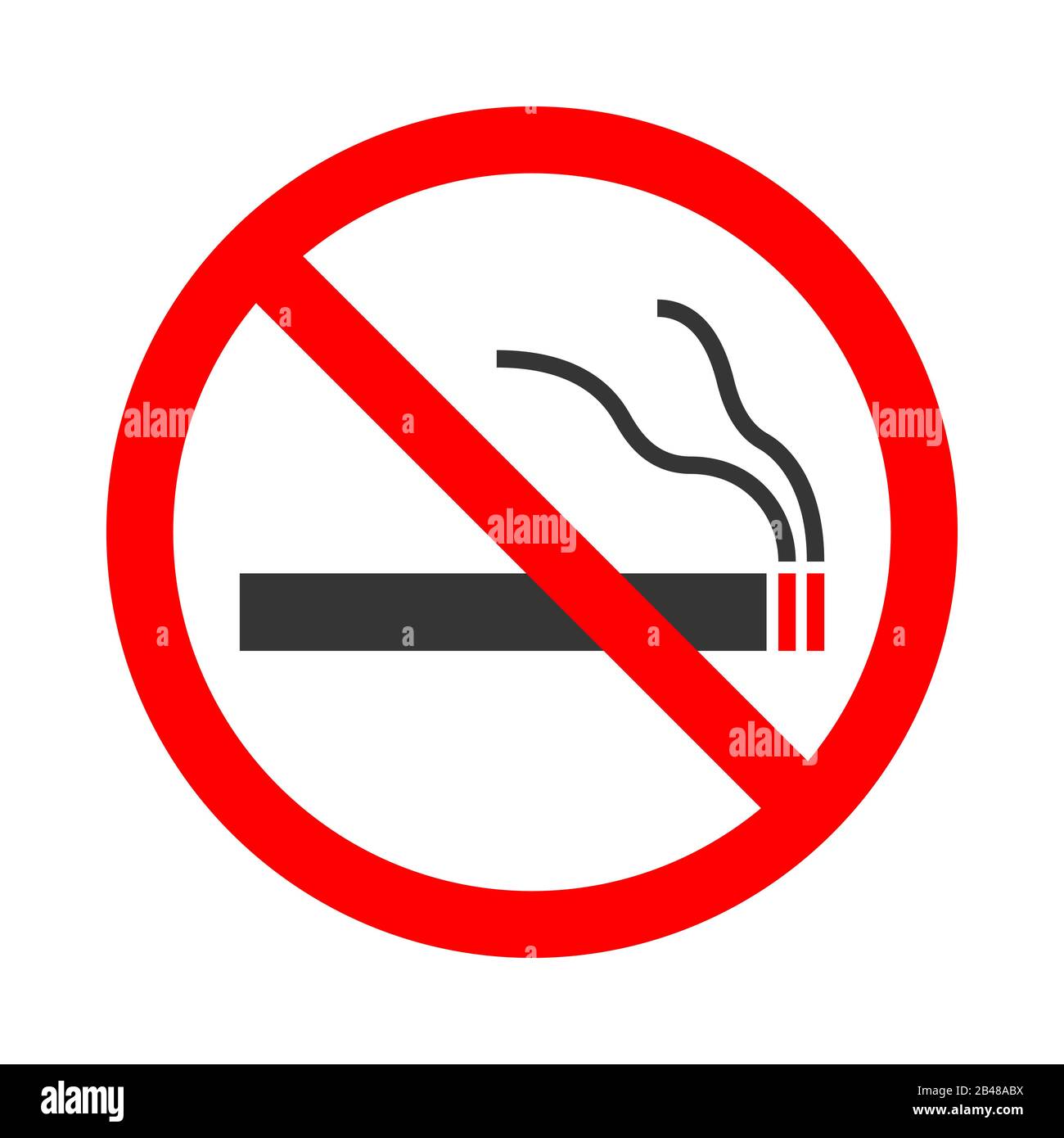 Nessun segno di fumo isolato. Illustrazione del vettore. Cartello rosso di divieto su sfondo bianco. Illustrazione Vettoriale