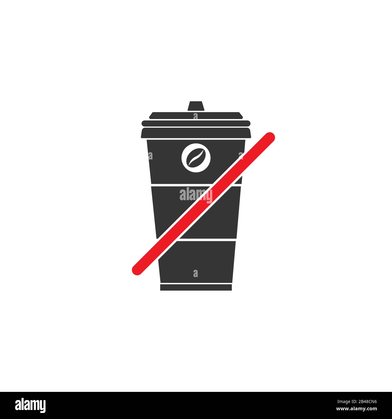 Nessun segno di tazza da caffè su sfondo bianco. Illustrazione del vettore. Nessun cartello con la bevanda del tè Illustrazione Vettoriale
