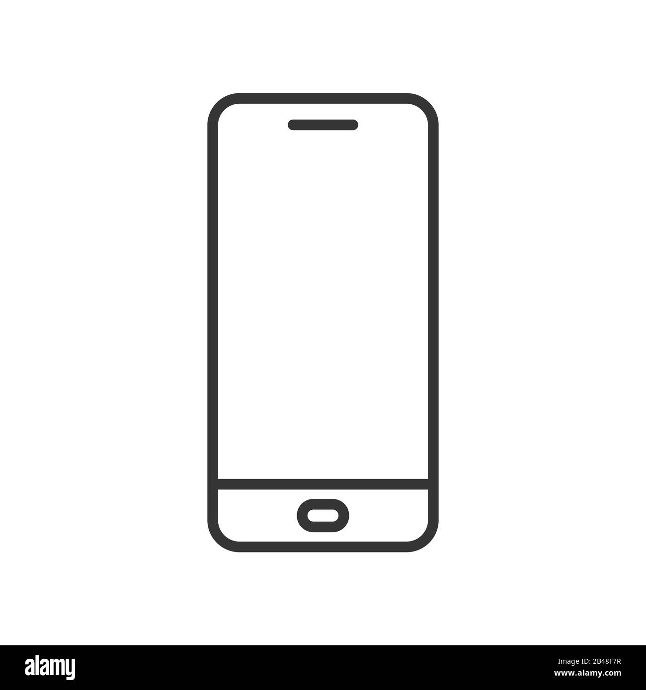 Icona del telefono lineare isolata. Icona dello smartphone. Illustrazione del vettore. Telefono in linea sottile. Illustrazione Vettoriale
