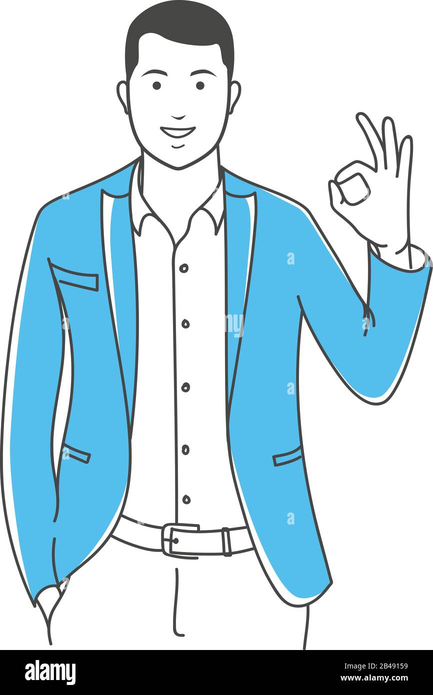 Illustrazione del profilo gesturing del manager positivo Illustrazione Vettoriale