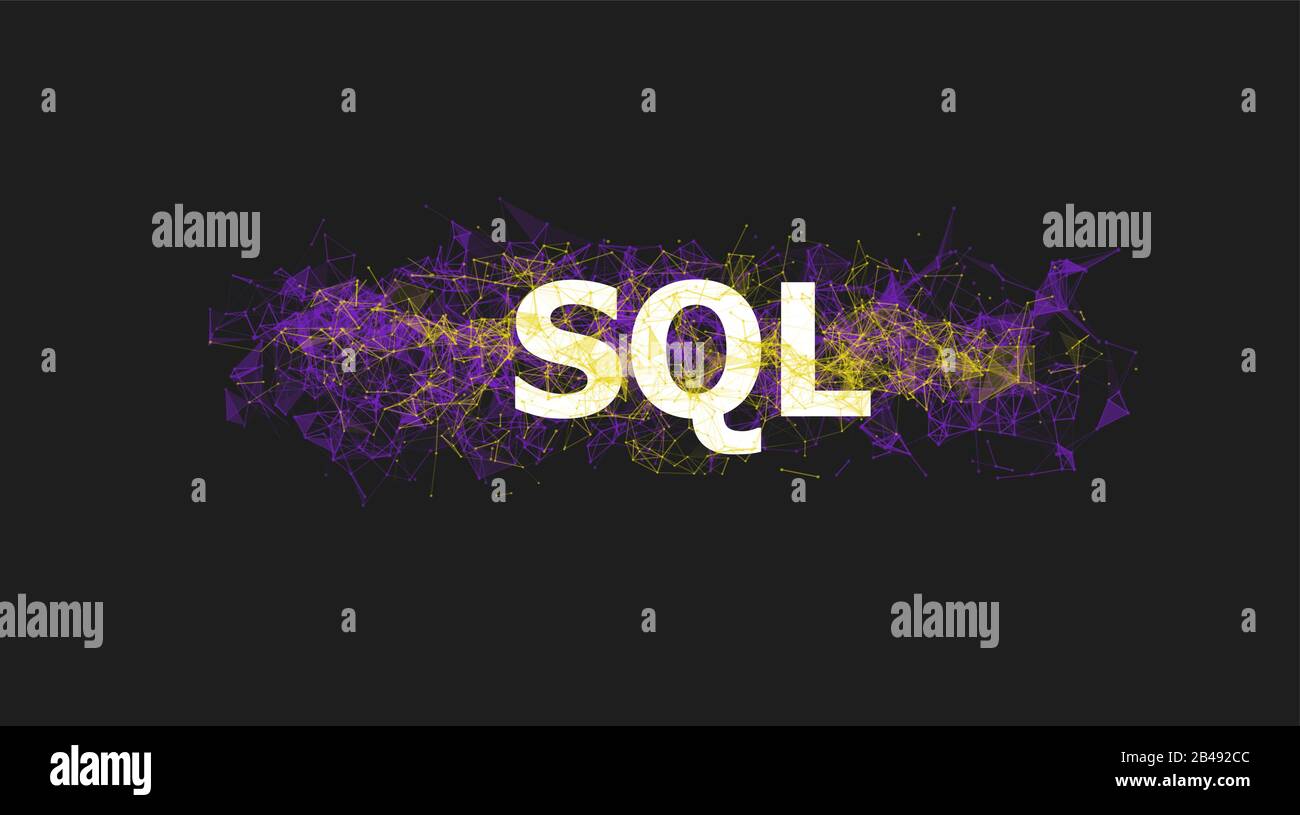 Banner database SQL con design plexus colorato Illustrazione Vettoriale