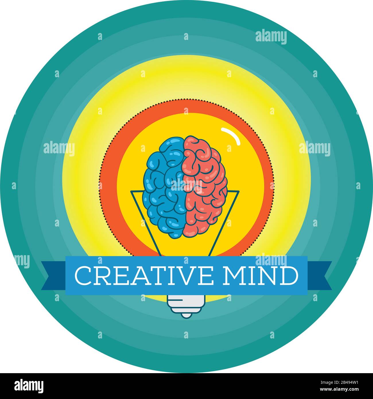 Illustrazione del cervello creativo della mente, con un bel vettore di sfondo Illustrazione Vettoriale