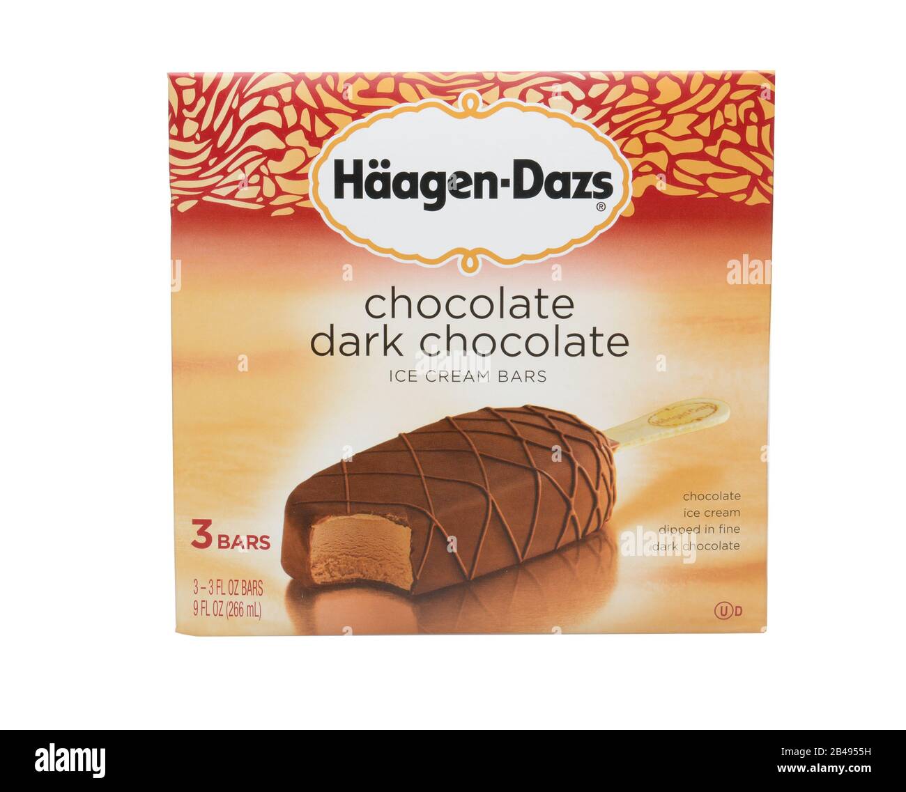 Irvine, CA - 15 SETTEMBRE 2014: Una scatola di Haagen-Dazs Ice Cream Bar. Il marchio è stato stabilito nel Bronx, New York nel 1961, con un composto 'danese Foto Stock