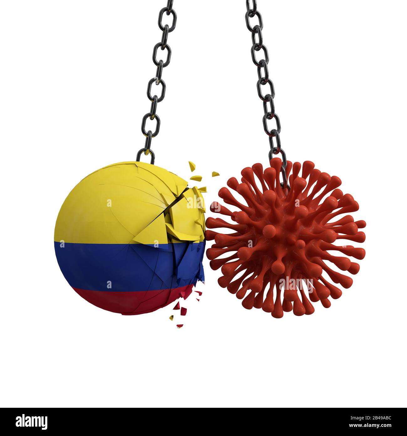 Colombia sfera colpisce in una malattia del virus microbo. Rappresentazione 3D Foto Stock