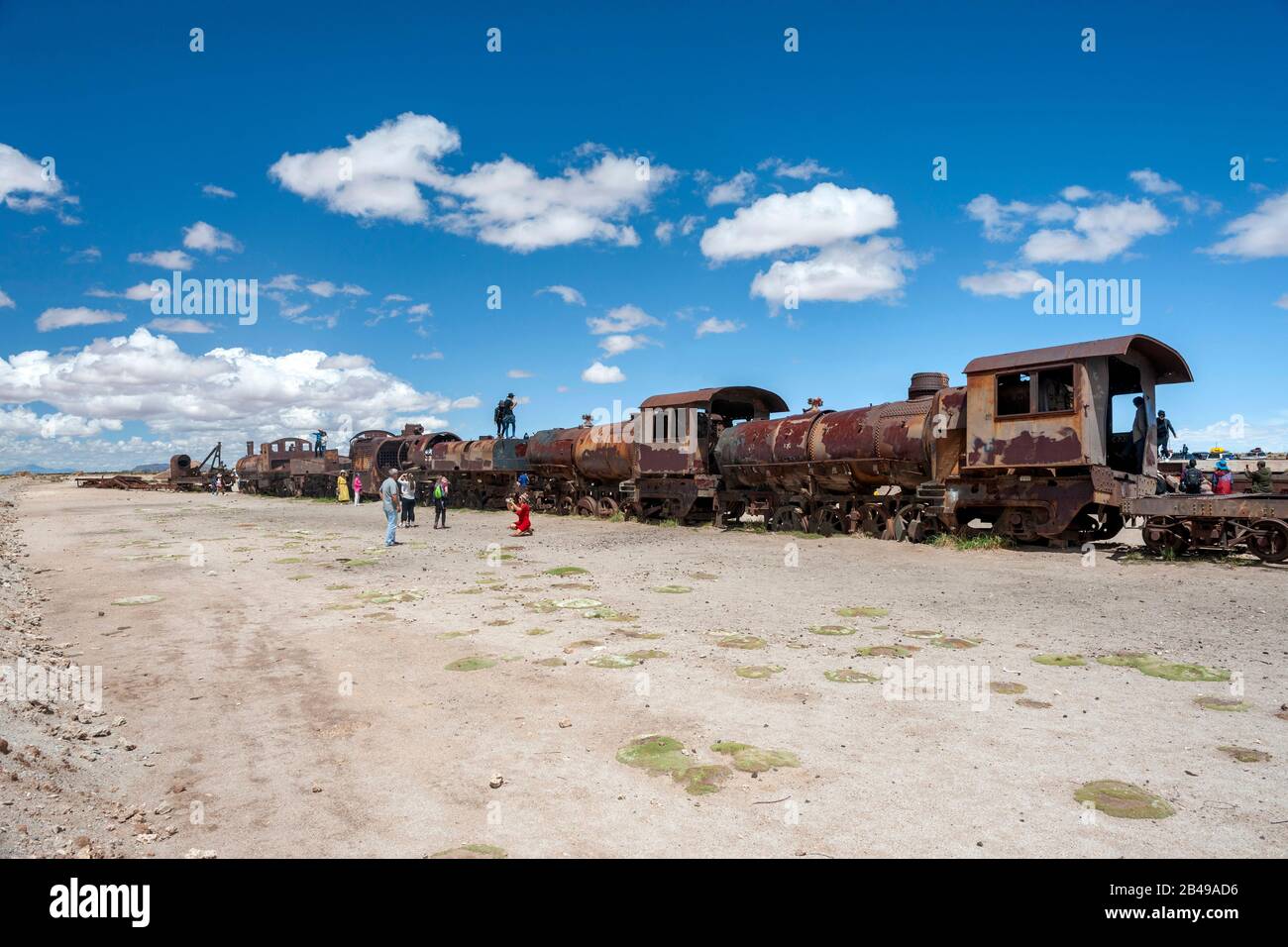 Il cimitero ferroviario vicino Uyuni in Bolivia. Foto Stock