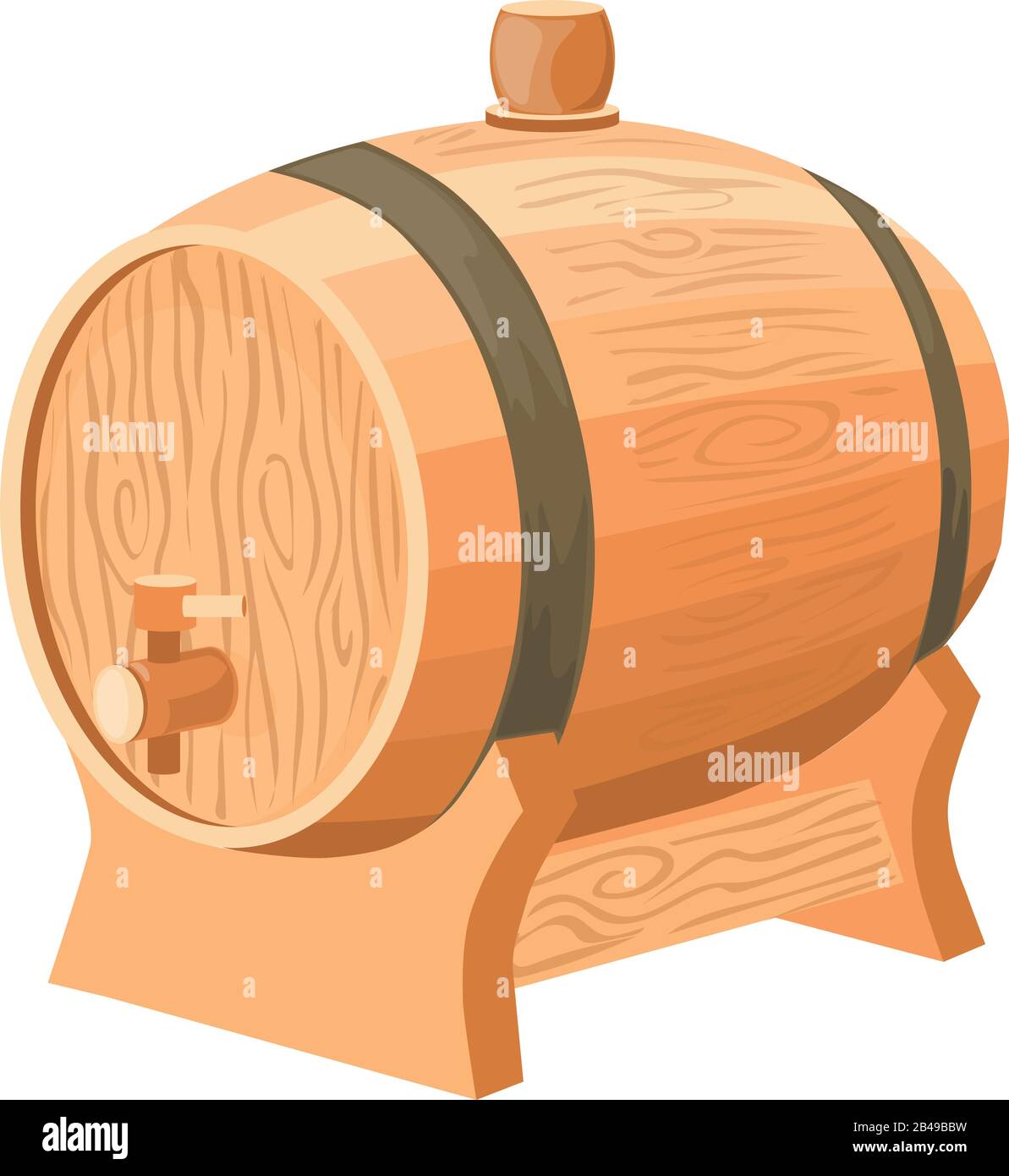 Illustrazione della botte di vino, con vettore di fondo bianco Illustrazione Vettoriale
