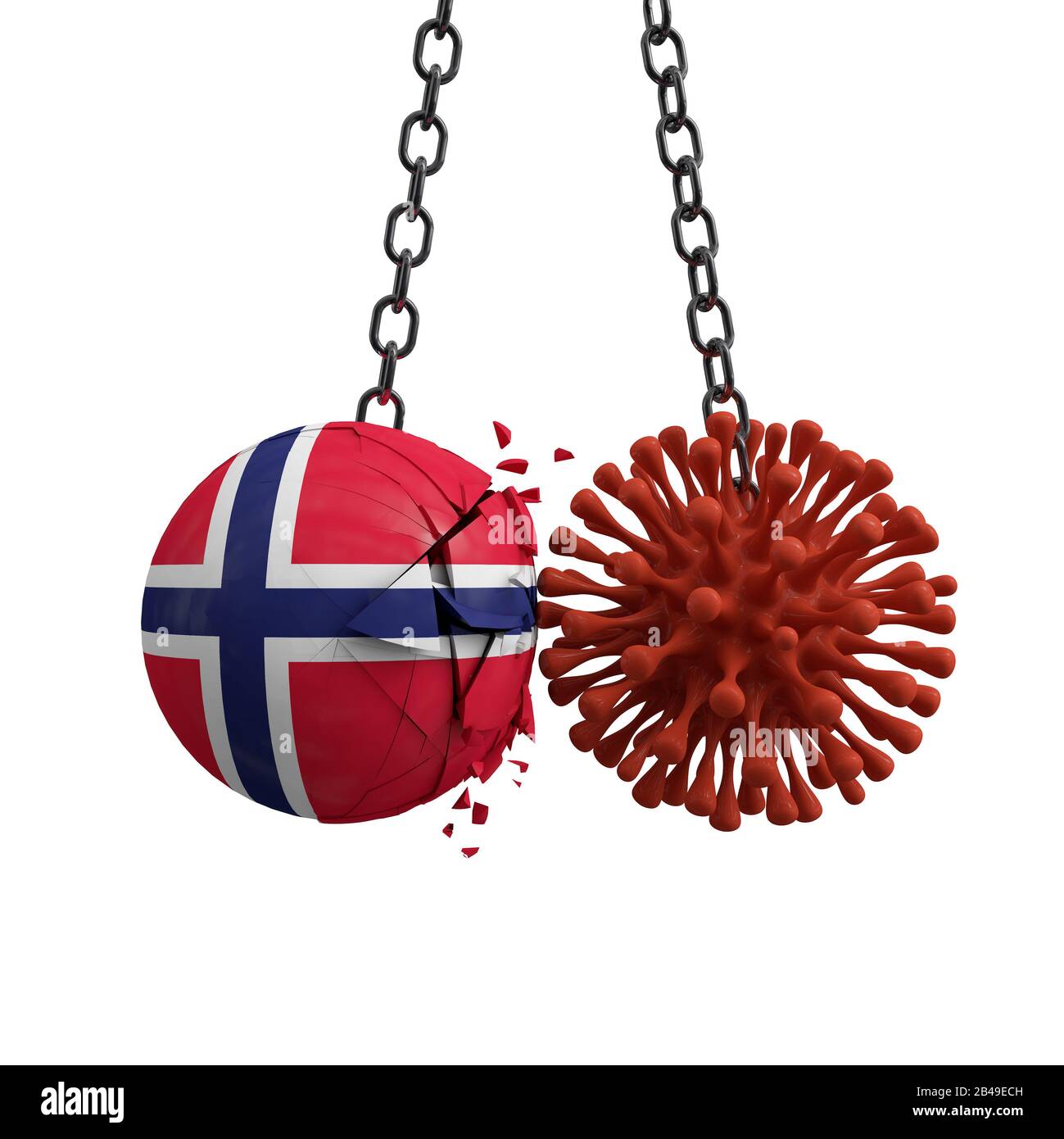 La palla di Norvegia colpisce in una malattia virale microbo. Rappresentazione 3D Foto Stock