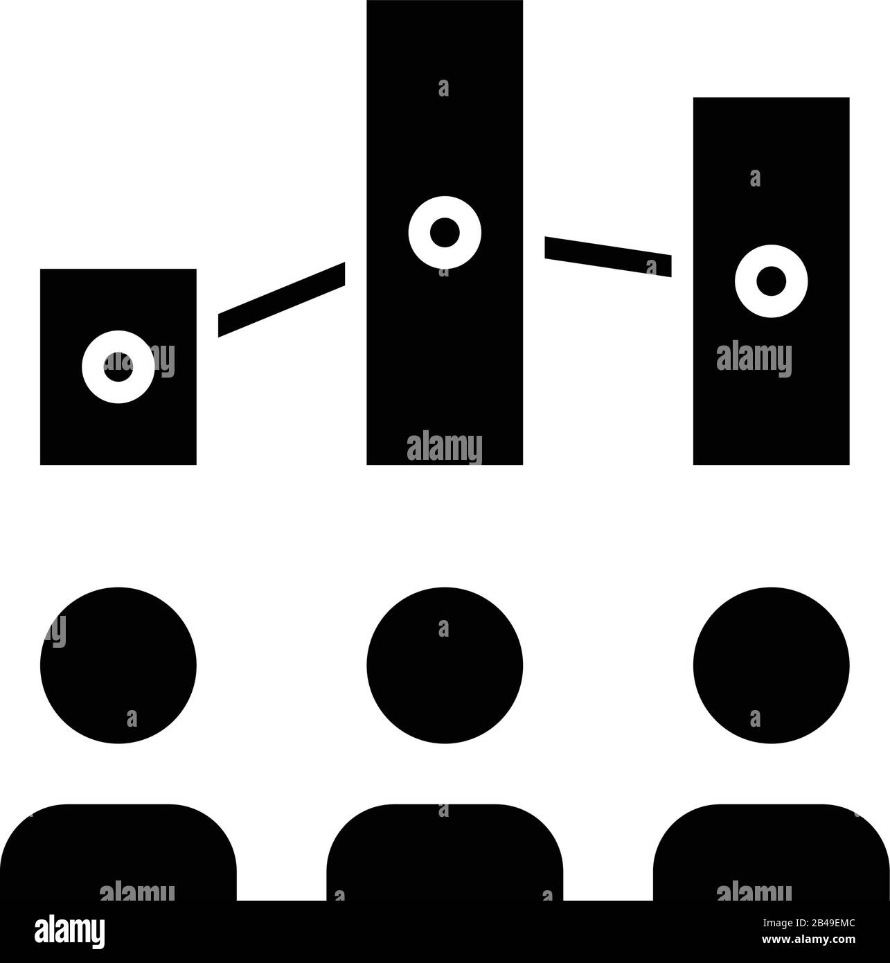 Carte degli azionisti icona nera, illustrazione concettuale, simbolo piatto vettoriale, simbolo glifo. Illustrazione Vettoriale