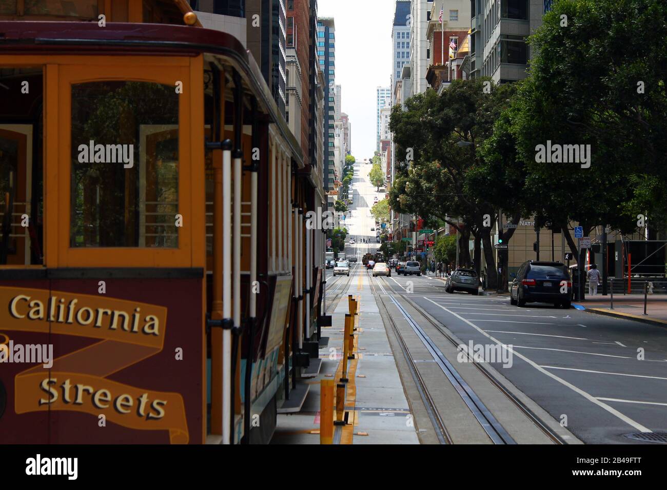 La funivia e la collina di San Francisco Foto Stock
