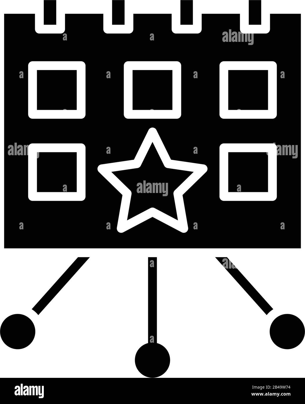 Icona nera Star Day, illustrazione concettuale, simbolo piatto vettoriale, simbolo glifo. Illustrazione Vettoriale