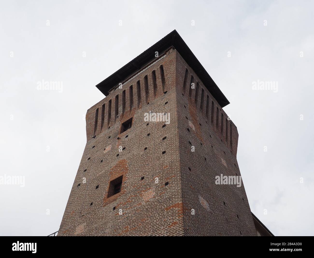 Torre medievale torre medievale e il castello di Settimo Torinese, Italia Foto Stock