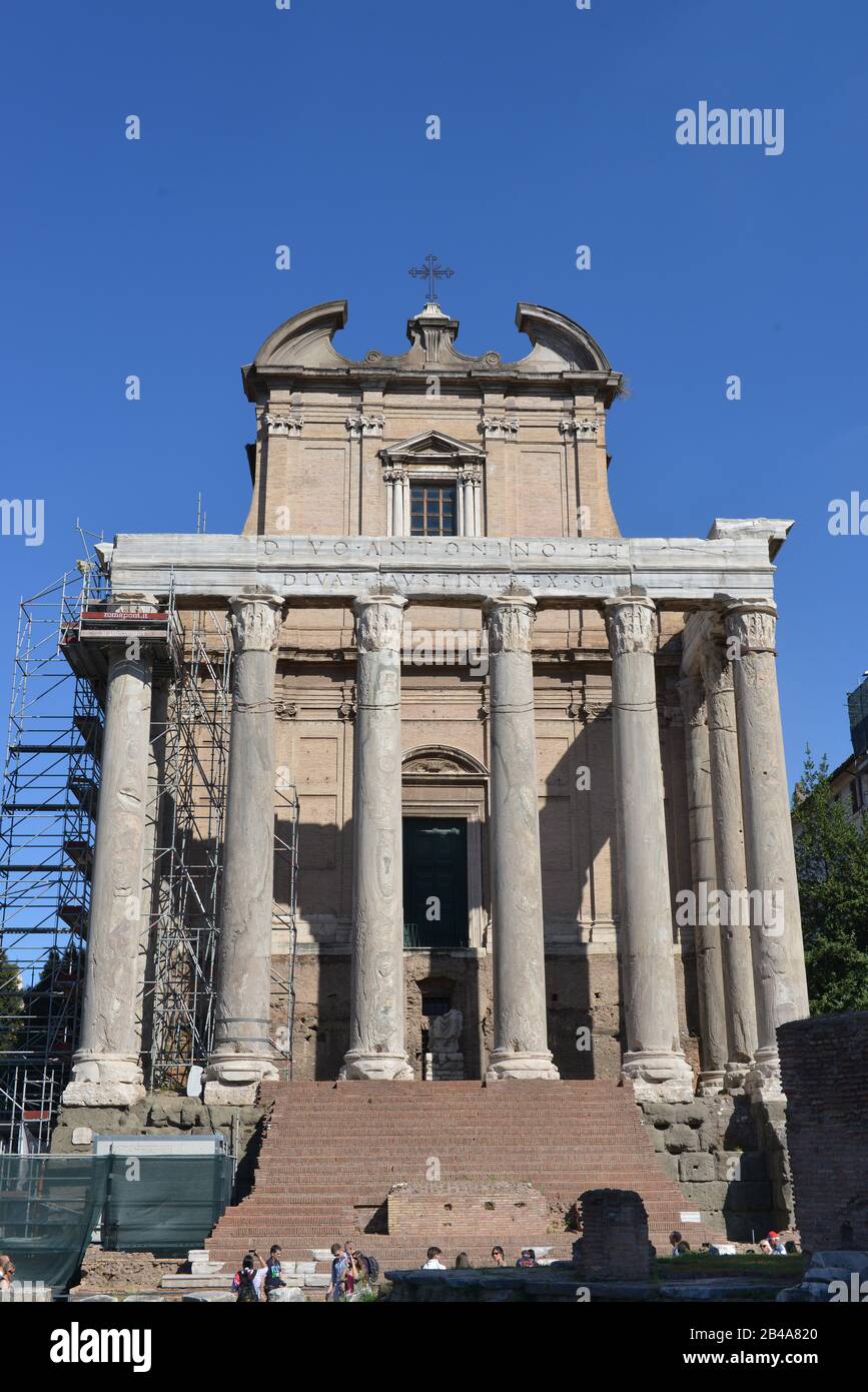 Tempel des Antoninus und der Faustina, Forum Romanum, Rom, Italien Foto Stock