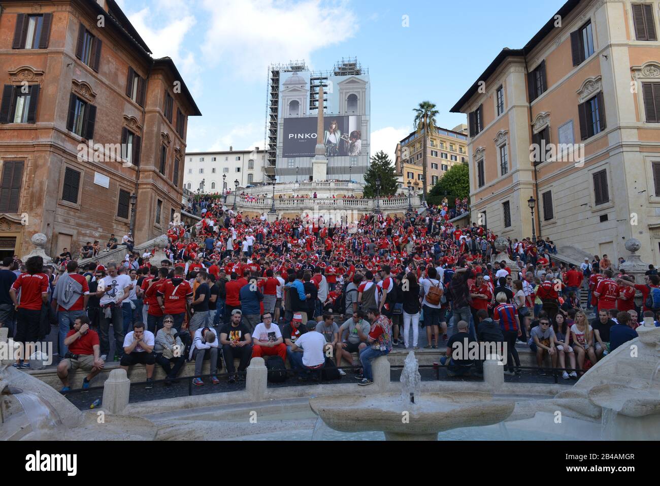 Bayern-Fans, Spanische Treppe, Rom, Italien Foto Stock