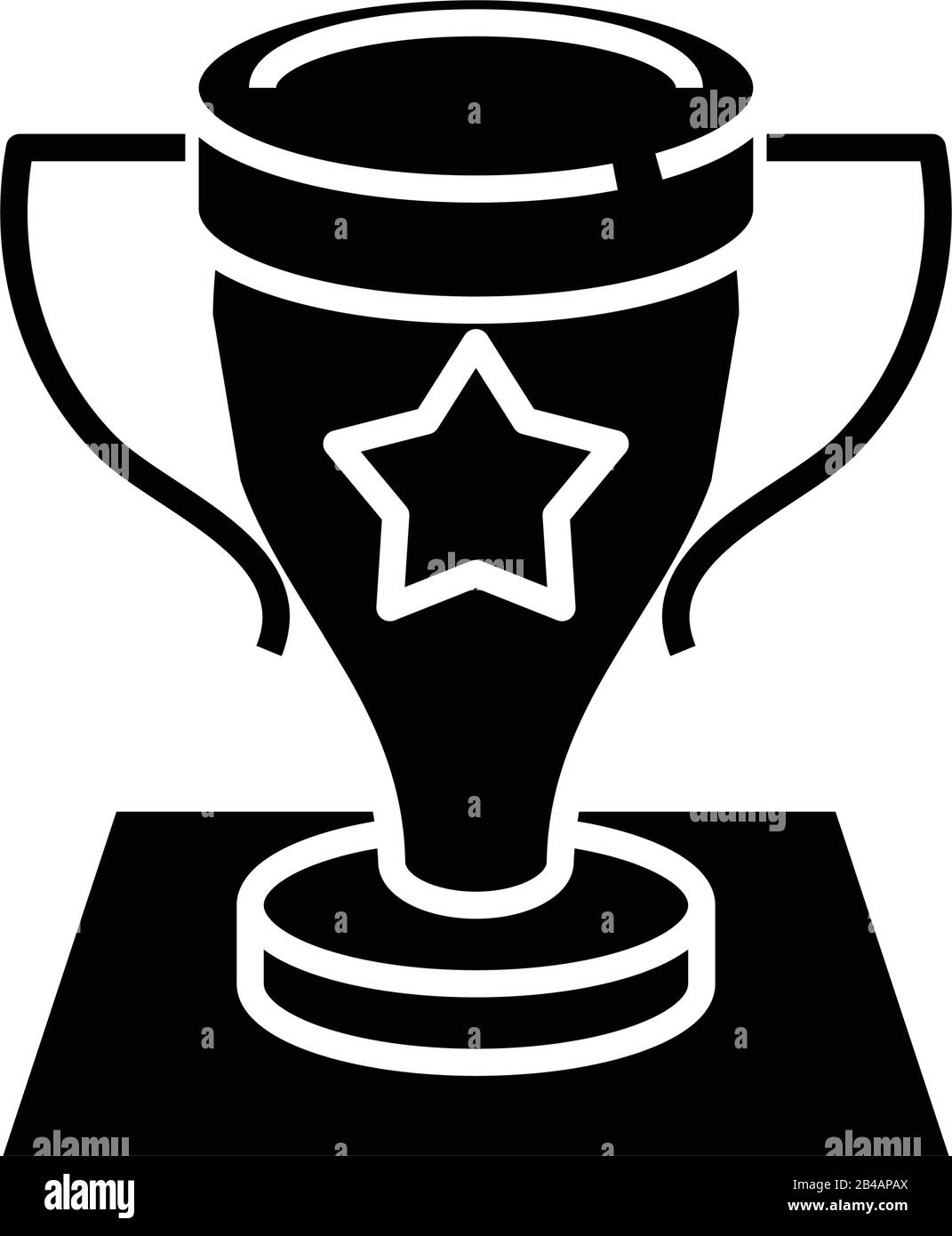 Icona nera della tazza a stella, illustrazione concettuale, simbolo piatto vettoriale, simbolo glifo. Illustrazione Vettoriale