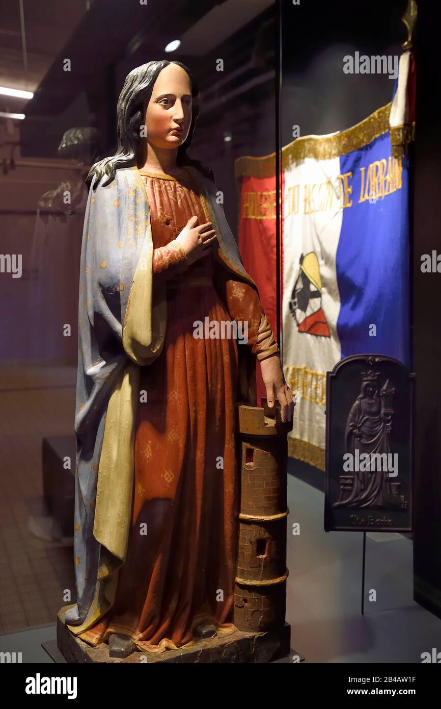 Francia, Mosella, Petite Rosselle, museo carreau Wendel, Santa Barbara, patrono dei minatori Foto Stock